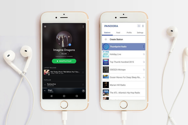 Spotify app. Pandora app.