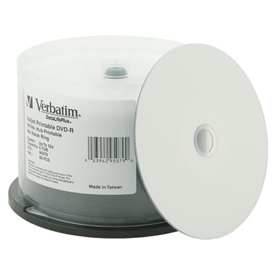 Verbatim DVD-R DataLifePlus® White Inkjet Hub Printable 16X