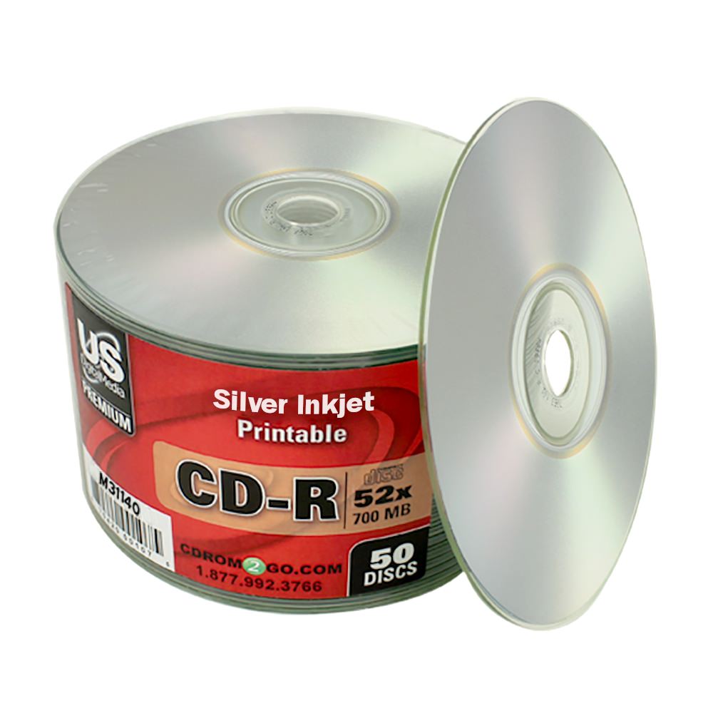Printable CD Silver Inkjet 52X USDM Premium CDROM2GO