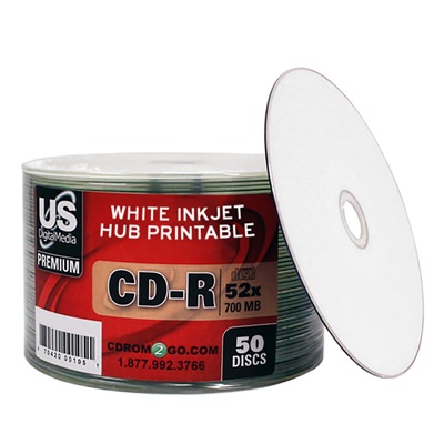 USDM Premium CD-R White Inkjet Hub Printable 52X
