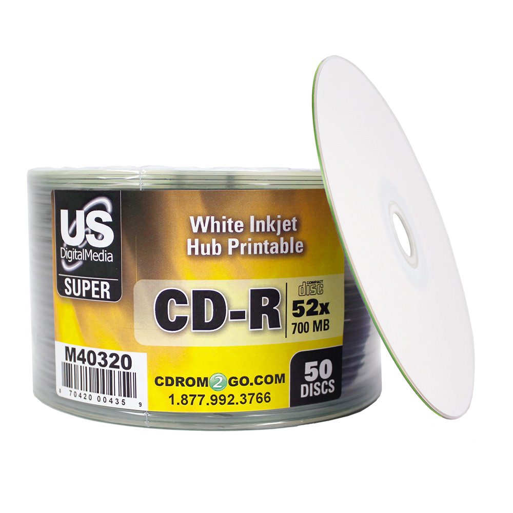 Blank CDs &124; Premium White Inkjet Printable CD-r