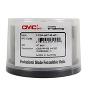 
CMC Pro Powered by TY Technology CD-R WaterShield White Inkjet Hub Printable 52X