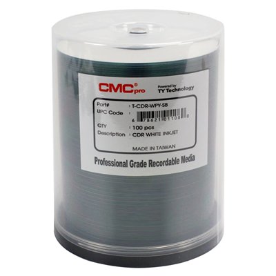 CMC Pro Powered by TY Technology CD-R White Inkjet Printable 52X
