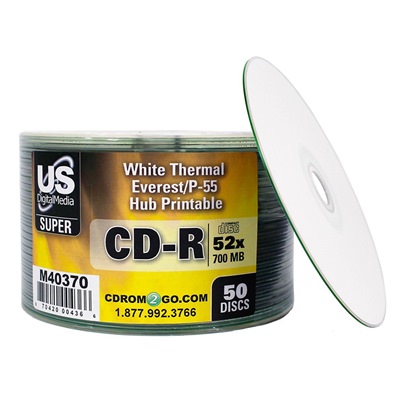 USDM Super Silver CD-R White Thermal Hub Printable 52X
