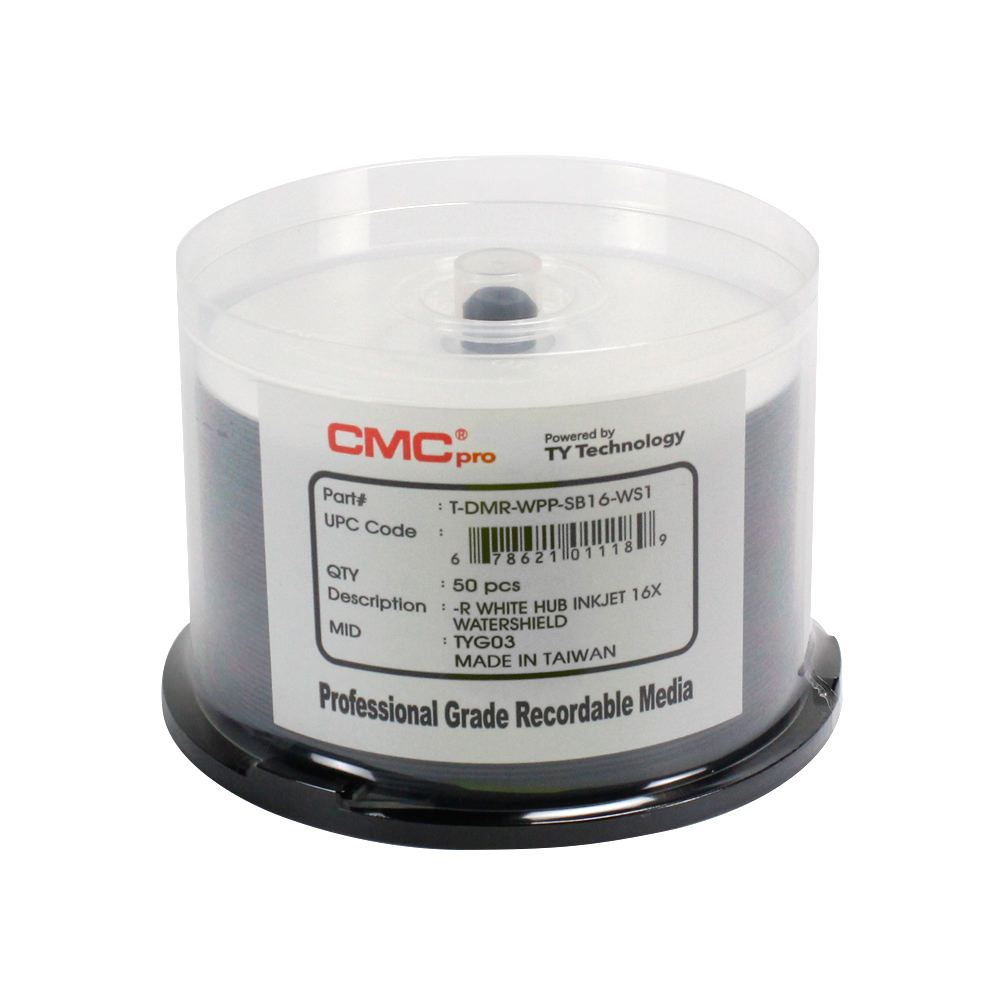 DVD R 16X White Inkjet Hub Printable CMC Pro Watershield CDROM2GO