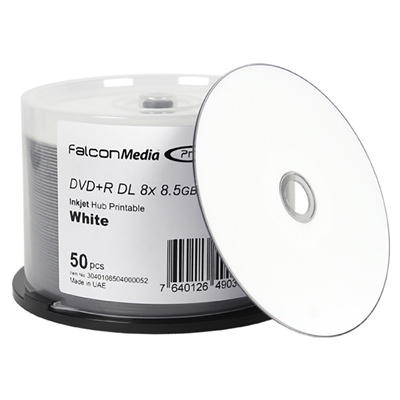 Falcon Media Pro DVD+R DL White Inkjet Hub Printable 8X
