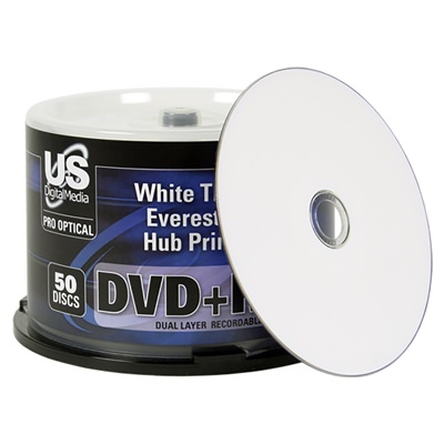USDM Pro Optical DVD+R DL Everest/P-55 White Thermal Hub Printable 8X
