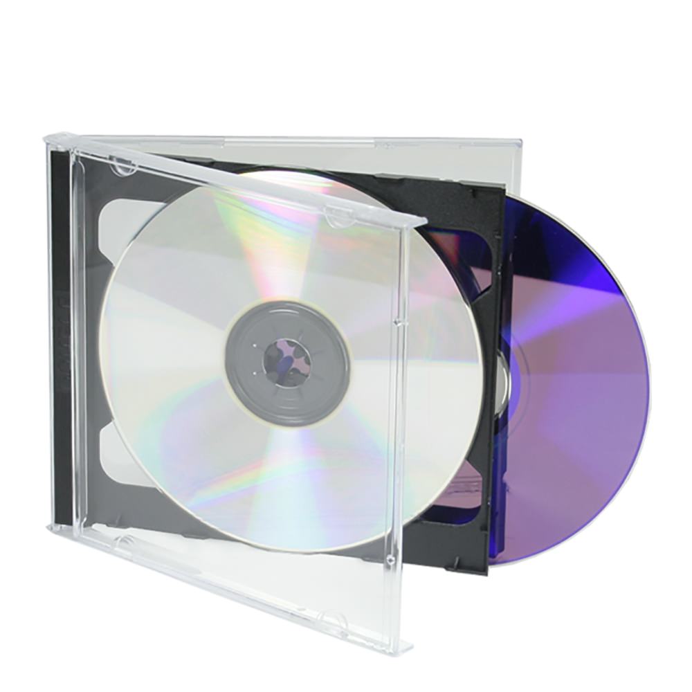 Double Multi CD Jewel Case 23mm with Black Tray New Replacement 2 Discs 