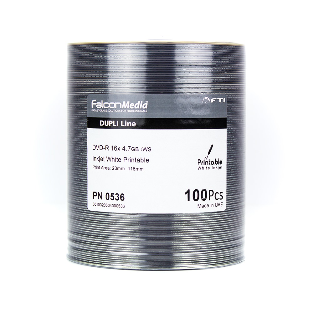 DVD R 16X White Inkjet Hub Printable Falcon Media CDROM2GO